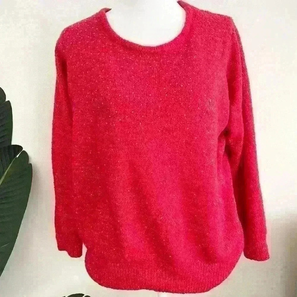 Cathy Daniels Plus Women Large RED MINI STUDS FANCY LONG Sleeve Sweater Holiday - Picture 2 of 8